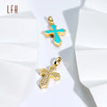 Wholesale 18k Zircon Pendant Charm Cross Necklace  18K Cross Pendant Necklace Au750 Gold 18k Real Gold Jewelry 18k Real