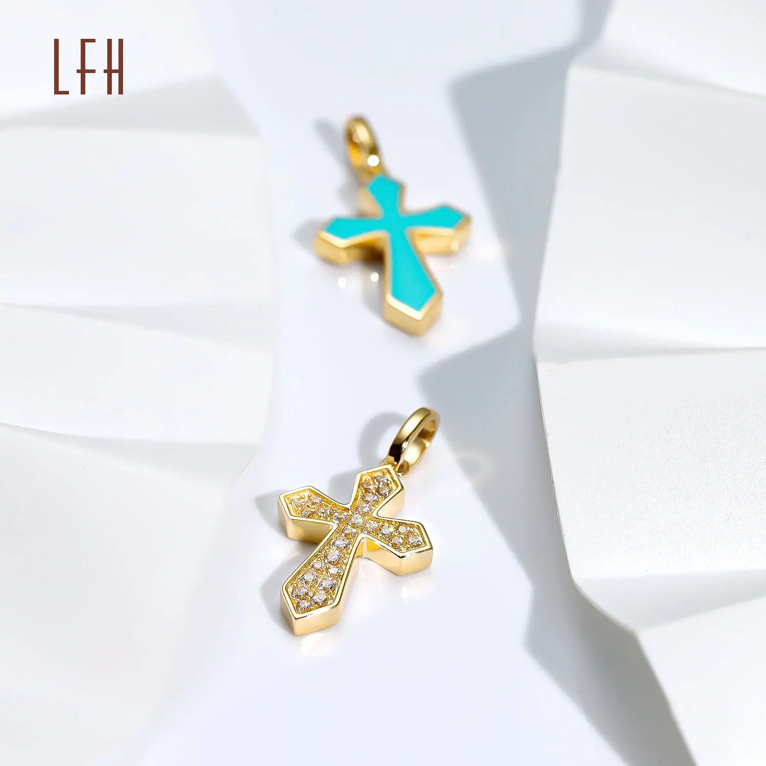 Wholesale 18k Zircon Pendant Charm Cross Necklace  18K Cross Pendant Necklace Au750 Gold 18k Real Gold Jewelry 18k Real