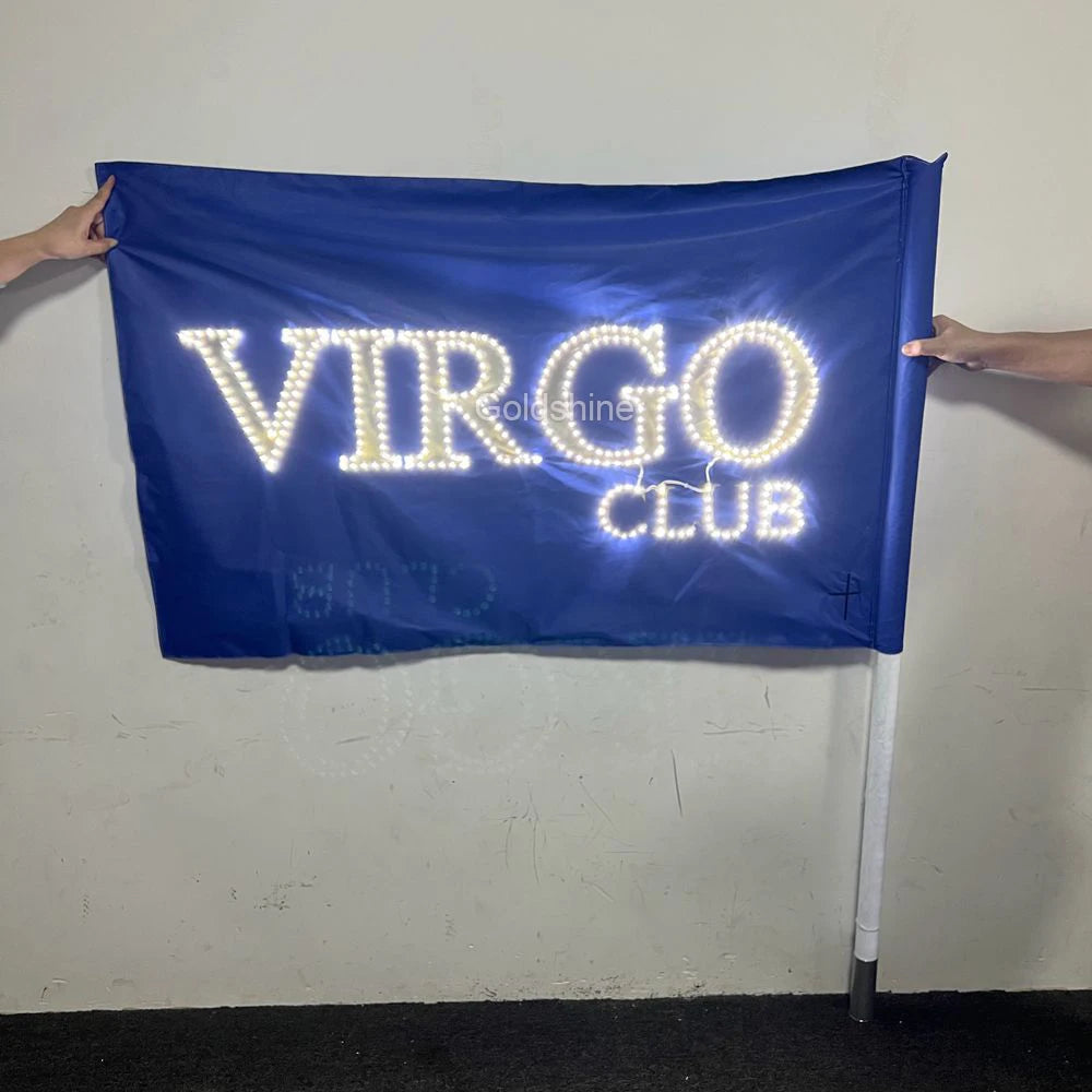 Custom Logo Polyester Handheld LED Glowing Flag Banners for Business Advertising Nightclub Party Promotional LED Flags