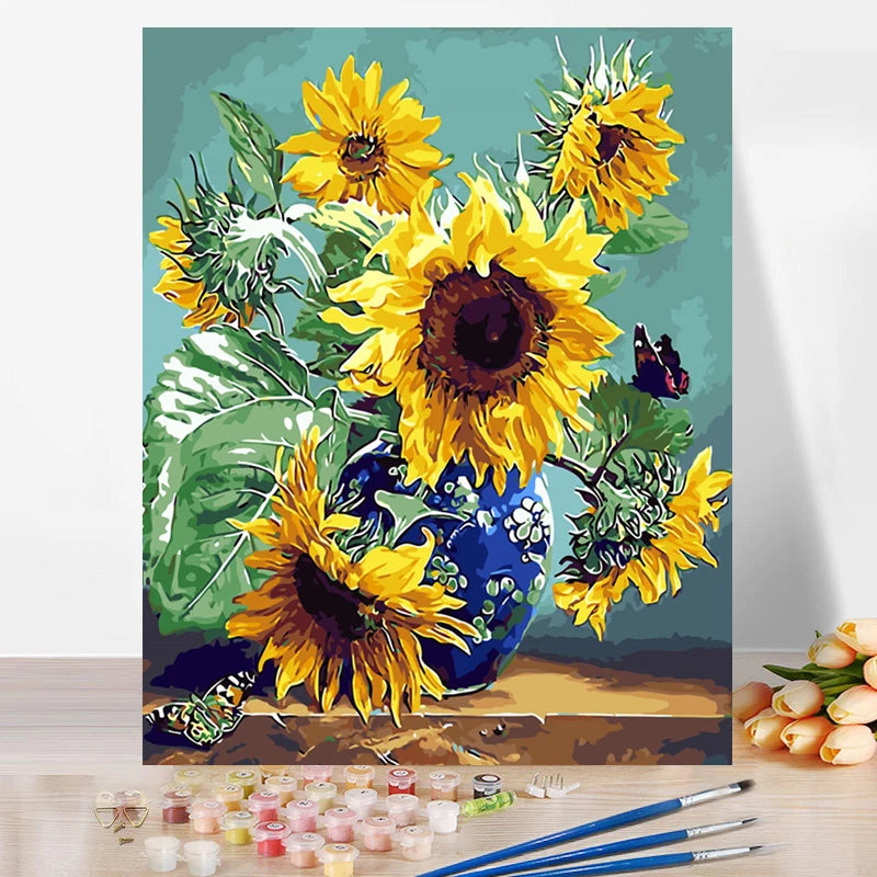 Flower Paint by Number Kits Home Decor Pictures Oil Painting by Numbers Drawing on Canvas Handpainted Paintings Art DIY Gift