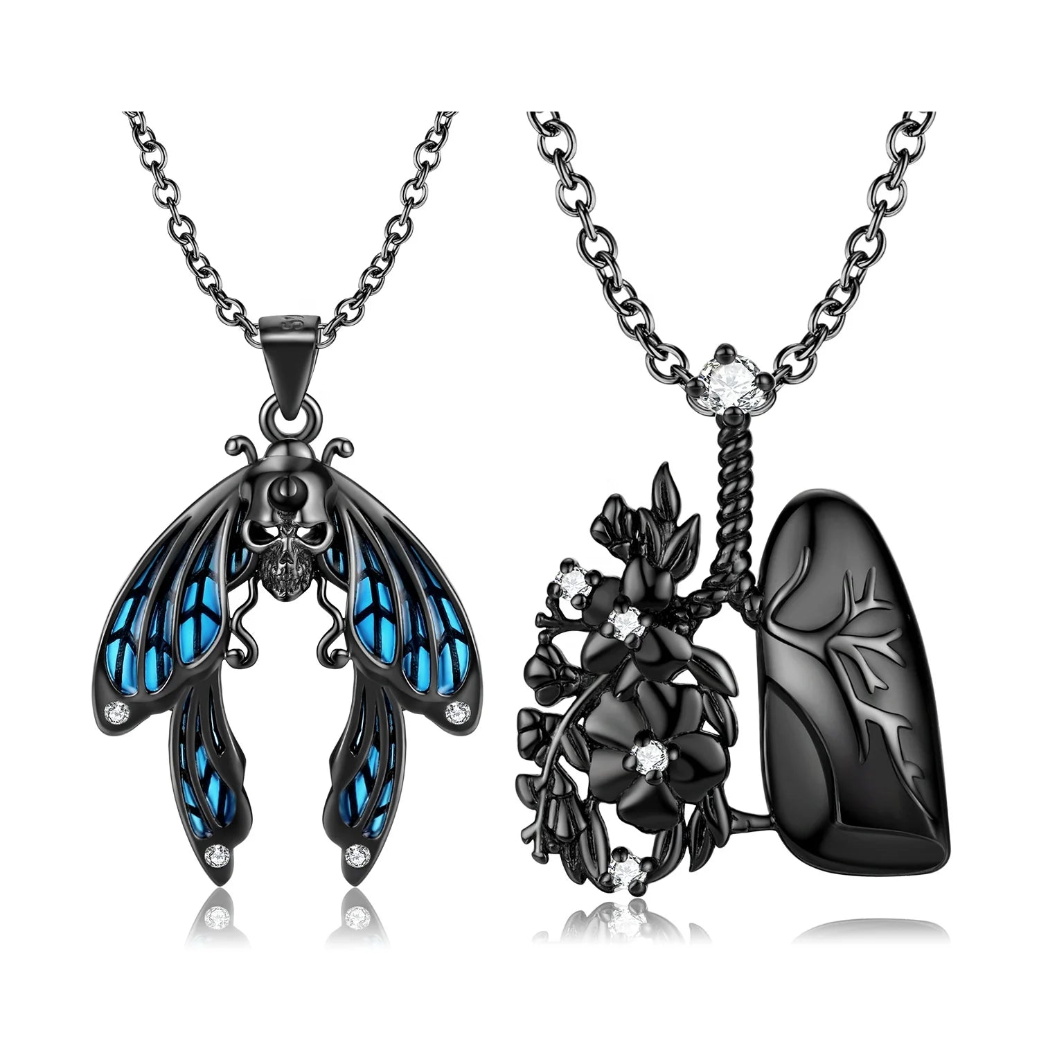 Skull Moth Pendant for Necklace Original 925 Sterling Silver Flower Lungs Pendant Necklaces Jewelry Making for Women Fashion
