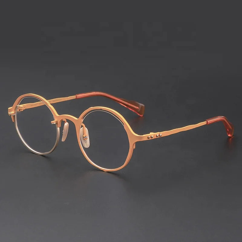 0052 2023 New High-Quality Glasses Titanium Frame Stylish Personality Irregular Orange Gold Custom-Designed Glasses Frame  China