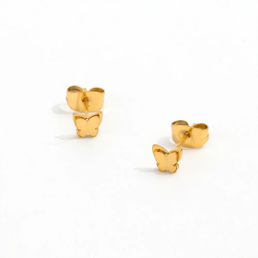 New Trendy Earring 18K Gold Plated Dainty Double-layer Butterfly Stud Earrings Earrings Wholesale Stainless Steel for Women N/A