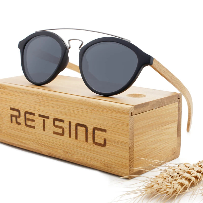 Double Nose Bridge Durable Engravable Wood Sunglasses with Contoured Nose for Casual Daily Wear