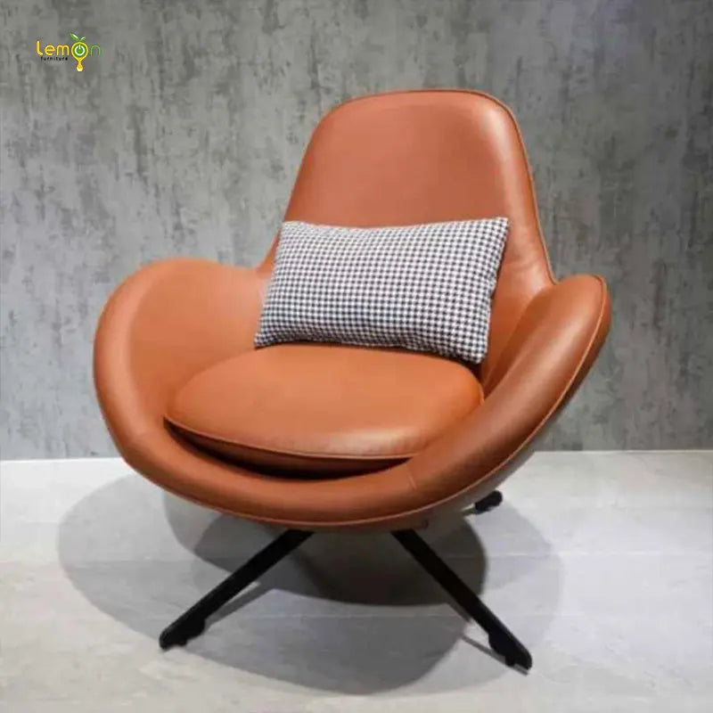 Egg Shape Recliners Chairs PU Leather Swivel Lip Single Sofa Chair with Armrest