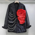 Boutique Wholesale 2025 Spring New Fashion Lapel Casual Loose Long Sleeved Denim Women's Jacket