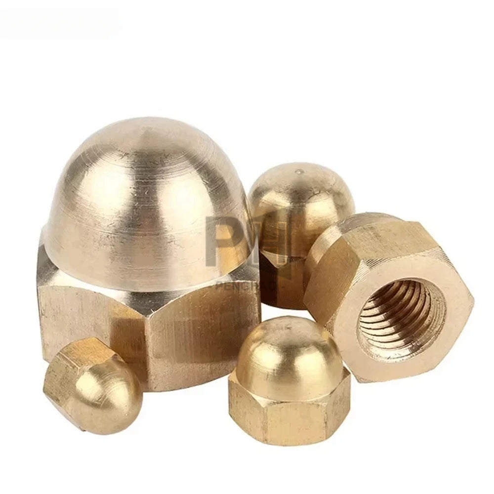 Durable DIN1587 M3 M4 M5 M6 Brass Cap Hex Nuts Decorative Dome Head Cover Semicircle Acorn Nut OEM Hardware Fasteners