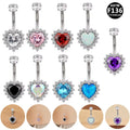 Gaby New ASTM F136  Titanium Belly Ring Heart Stone Design Titanium Piercing Jewelry G23 Belly Button Ring Body Piercing Jewelry