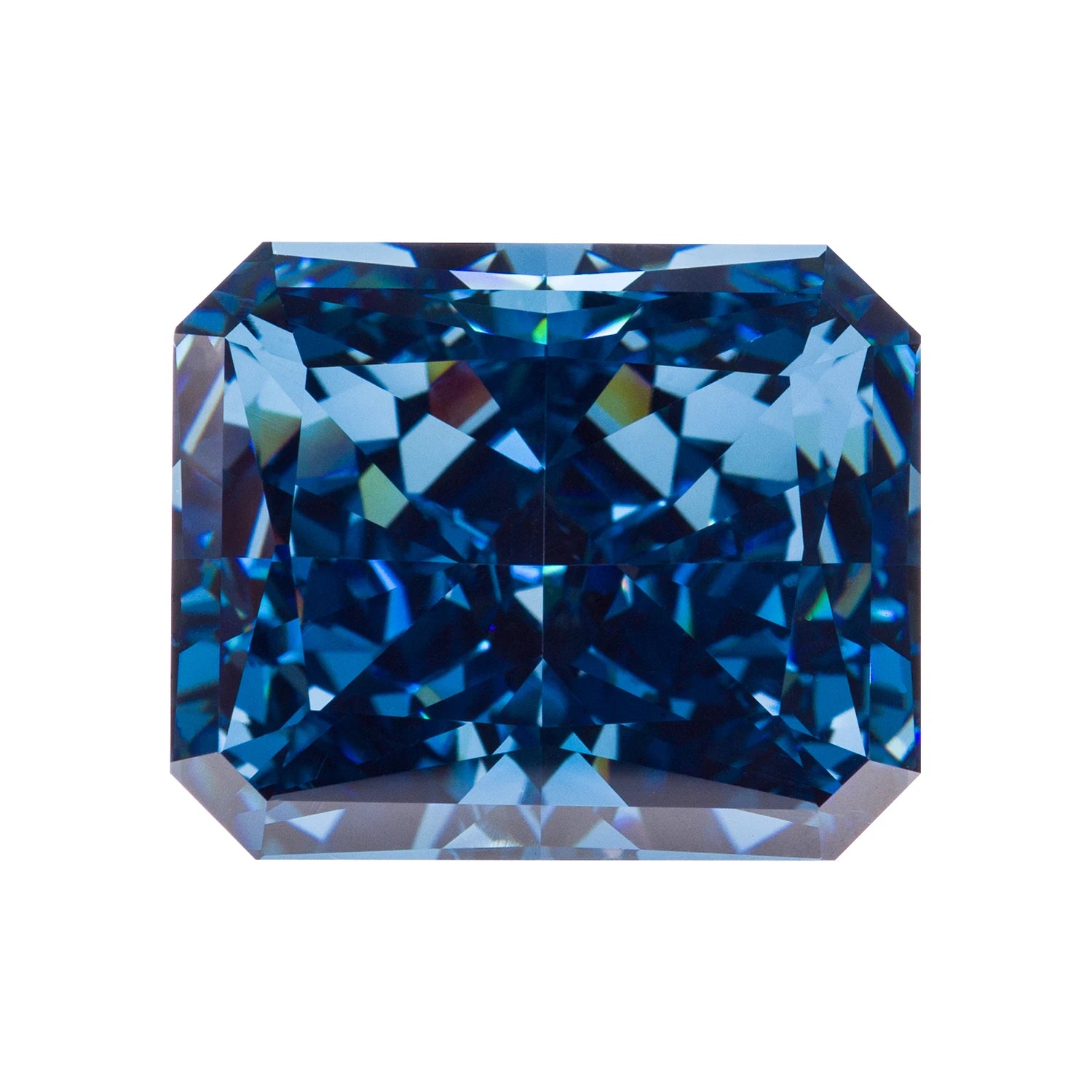 Holycome Hot Sale 5A Hand Made Custom Synthetic Loose Gemstone Radiant Cut Cubic Sapphire Blue Jewelry Zircon Top Quality