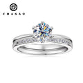 GRA Certificate 925 Silver Sparkle Real 1CT Moissanite 6.5mm D VVS1 Diamond Wedding Rings for Women
