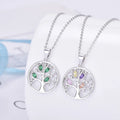 925 Sterling Silver Jewelry Colorful CZ Crystal Chakra Tree of Life Pendant Necklace for Women Girls