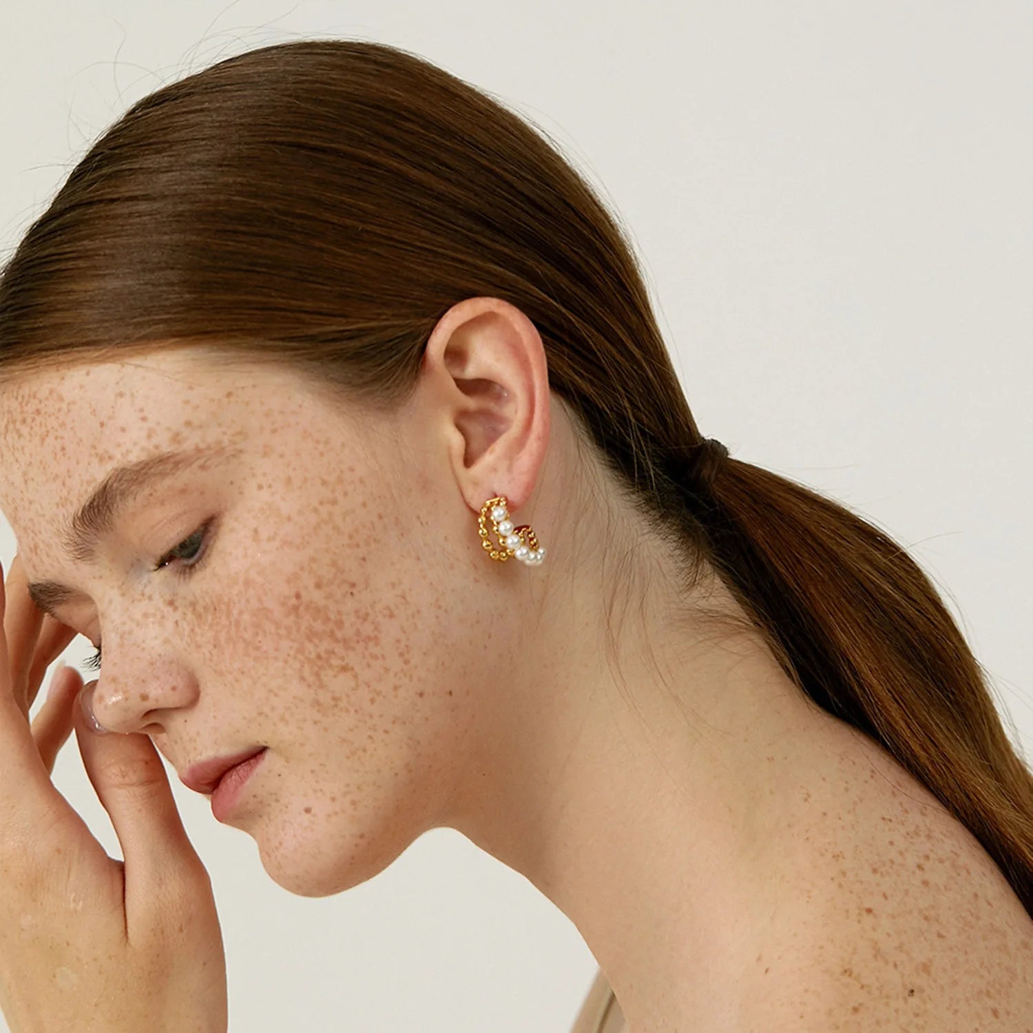 18K Gold Plated Stainless Steel Mother Freshwater Drop Hoop Jewelry Women Pearl Earrings Silver Color Earring