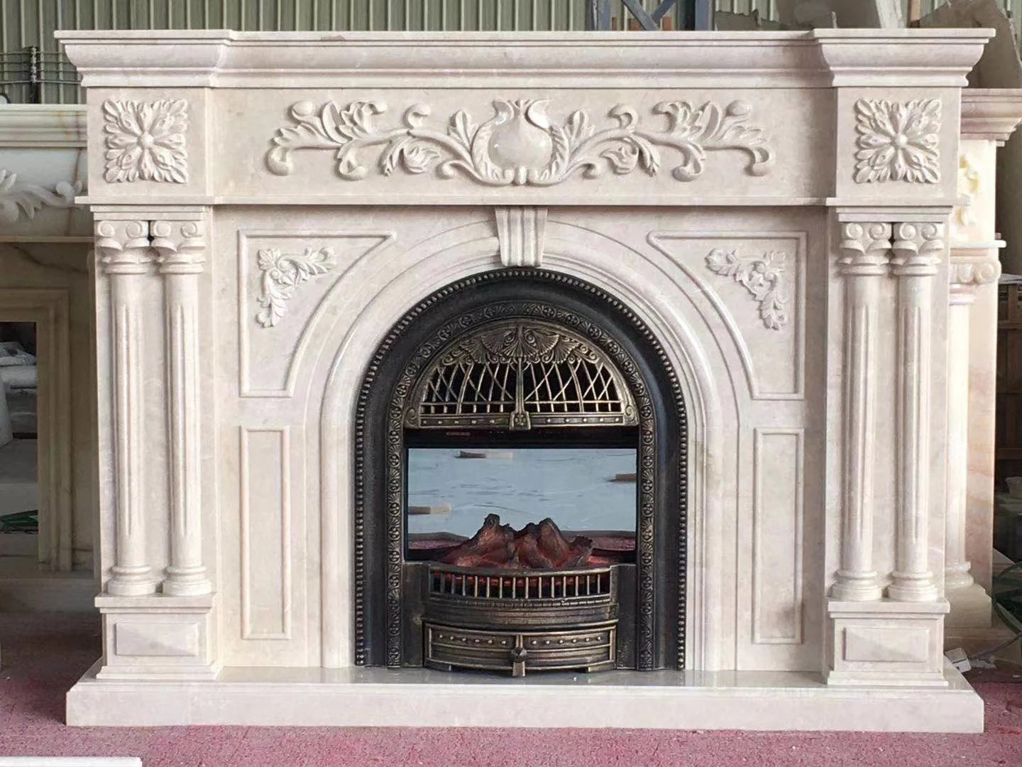BOTON STONE Artificial Marble White Mantel Fireplace Decoration Stone Outdoor Fire Place