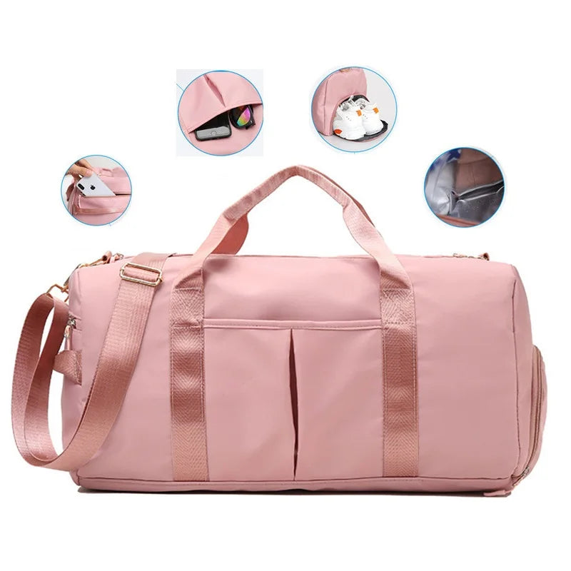 Outdoor Customized Logo Large Capacity Spend the Night Pink Duffle Weekend Bags Gym Man Women Waterproof Sports Travel Bag