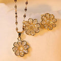 DAIHE Fashion Hot Selling Stainless Steel Inlaid Zircon Flower Pendant Necklace Jewelry for Women