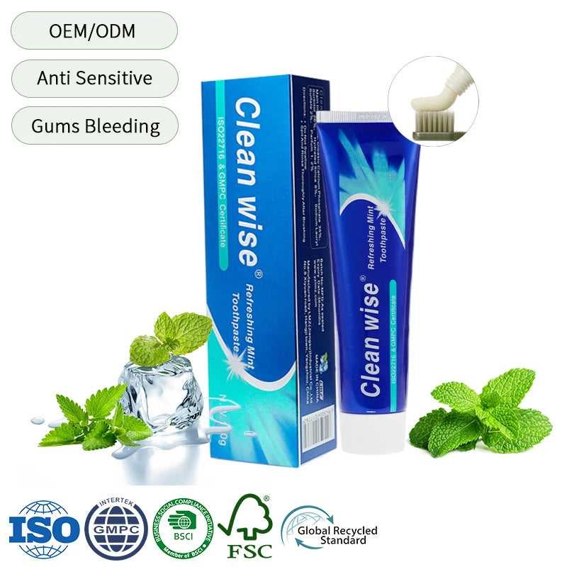 Wholesale Fluoride Toothpaste Custom Private Label Bleeding Gums Anti Sensitive Mint Flavored Toothpaste Manufacturer