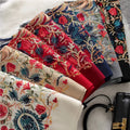 Autumn Winter Large Size Nepali Style Shawl Women's Warm Thick Embroidered Colorful Cashew Ethnic Scarf Made of Polyester