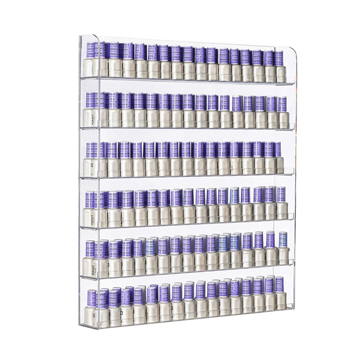 Simple 6-Tier Wall Mounted Acrylic Nail Polish Rack Water Resistant Customizable Color Size Clear Makeup Display Organizer