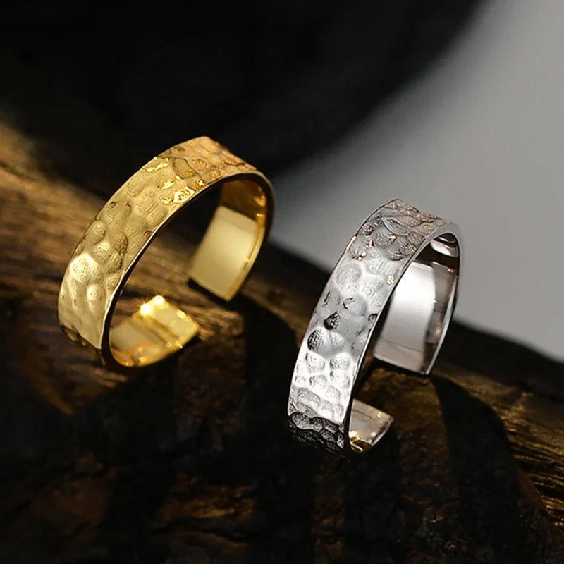 Wholesale Silver Jewelry 18K Gold Plated Korean Style Minimalist Ring Jewelry Woman Irregular Adjustable Ring for Woman