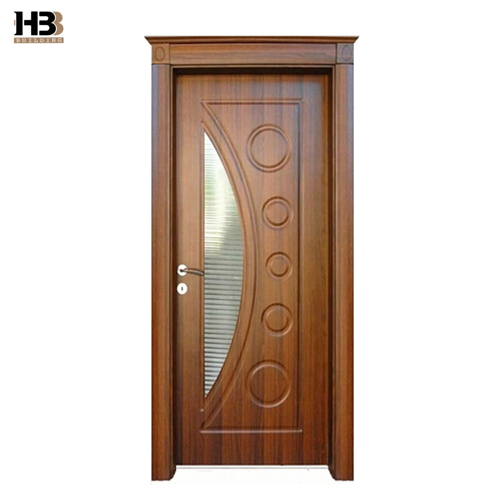 Dubai Design Traditional Glass Insertion Solid Teak Wooden Sliding Partition Door for Interior Room for Hotel Apartment Bedroom