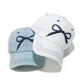 New Popular Hot Sale Custom Logo Embroidery Bow 6 Panel Curved Brim Cotton Denim Korean Style Gorras Sports Hat Baseball Cap