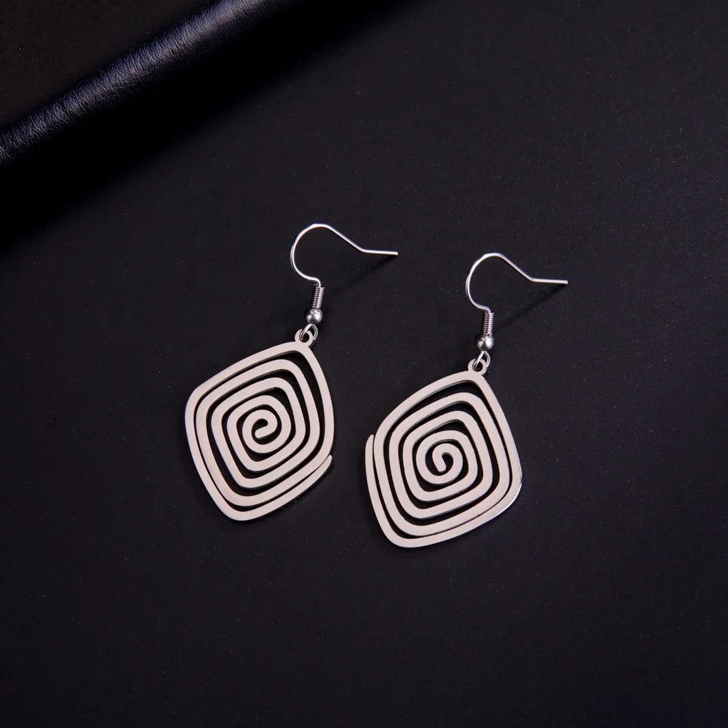 Irregular Spiral Swirl Drop Earrings Women Gold Color Stainless Steel Geometric Earring Trend Jewelry Gift Wholesale