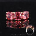 9K White Gold and Yellow Gold Padparadscha  Color Asscher Cut 8*8mm Wedding Ring