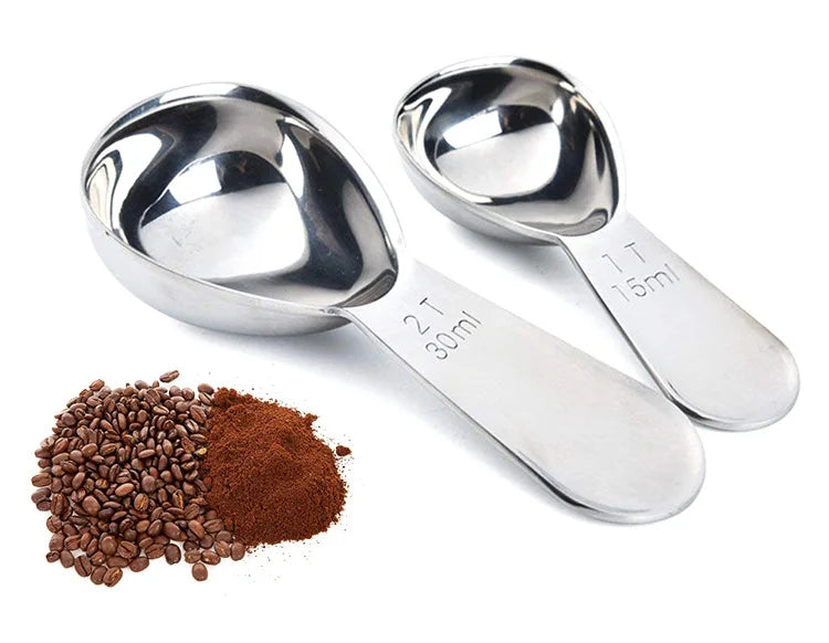 Professional 304 Stainless Steel Coffee Scoop with Scale 15ml 30ml Metal Measuring Spoon for Coffee Beans & Espresso Powder