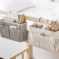 Multi Compartment Storage Hanging Bag Multifunction Bedside Canvas Storage Hang Basket Organizer for Bedroom Dormitory