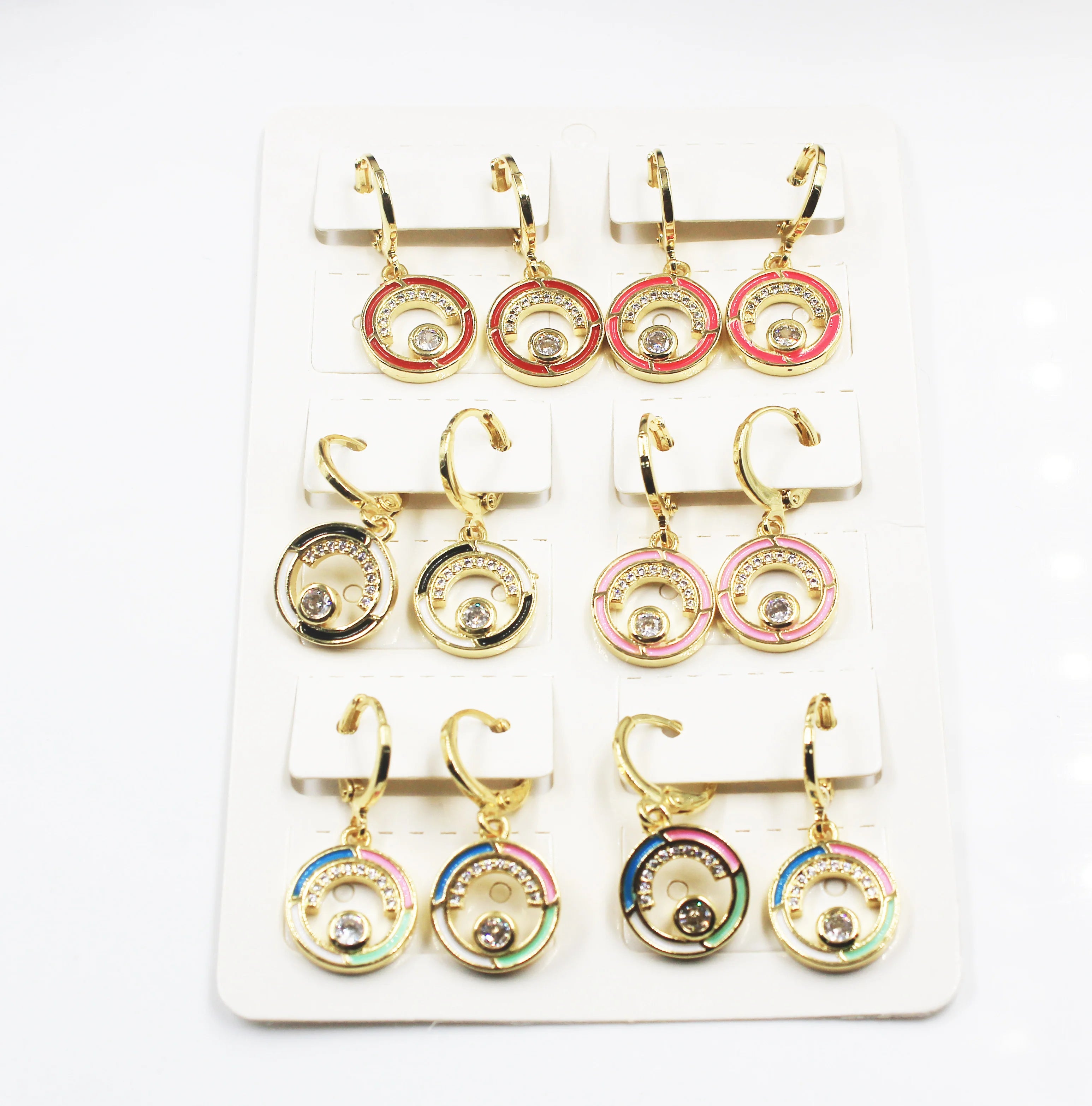 BMZ 2026 New 14K BOHEMIA Round Hook Gold Oil Plating Earring Mix Colors