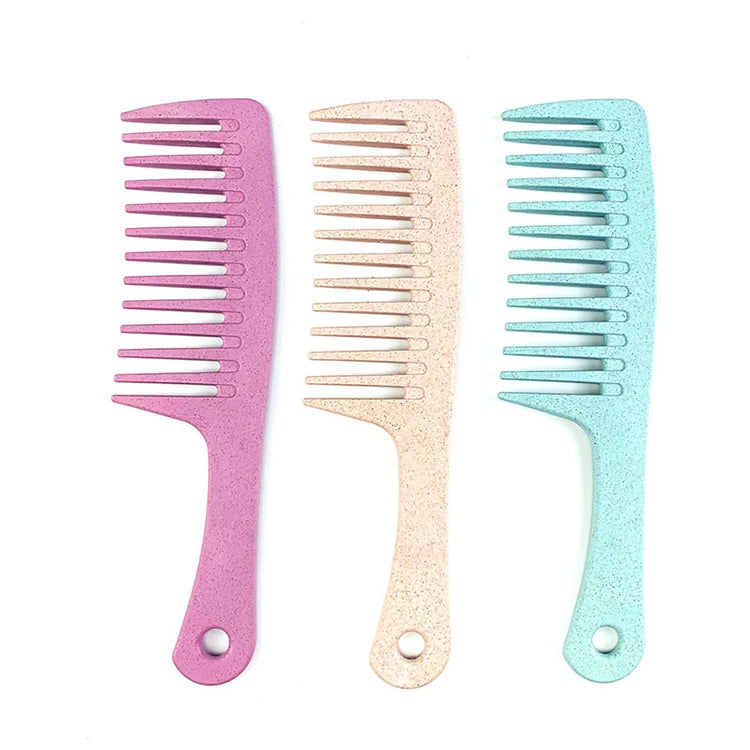 Custom Wide Tooth Comb Wheat Straw Hair Straightening Comb Wholesale Detangler Comb for Home Use