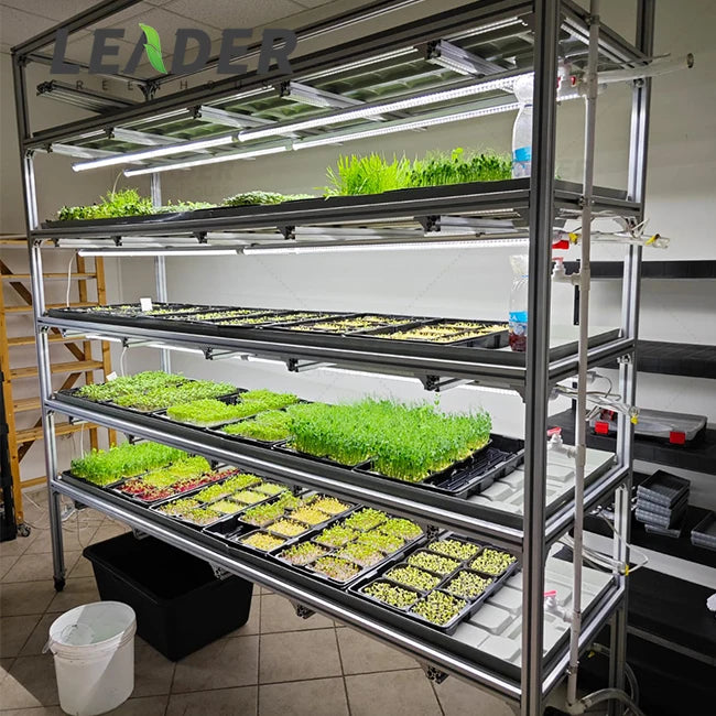 Agriculture Hydroponic Easy Installed Nursery Plant Multi Layer Customized Aluminum Shelf With ABS Flood Tray and Growing Light