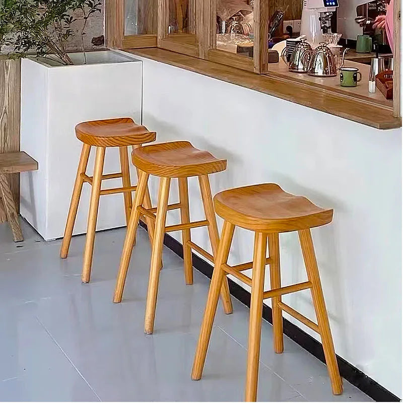 Promotion Scandinavian Original Wood Restaurant Chairs Solid Wood Wooden Chair for bar Counter Home Use