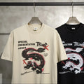 250gsm Heavy Weight Vintage T Shirt Washed Cotton Black T-shirts Black Oversized Acid Washed Digital Printing Graphic Tshirts