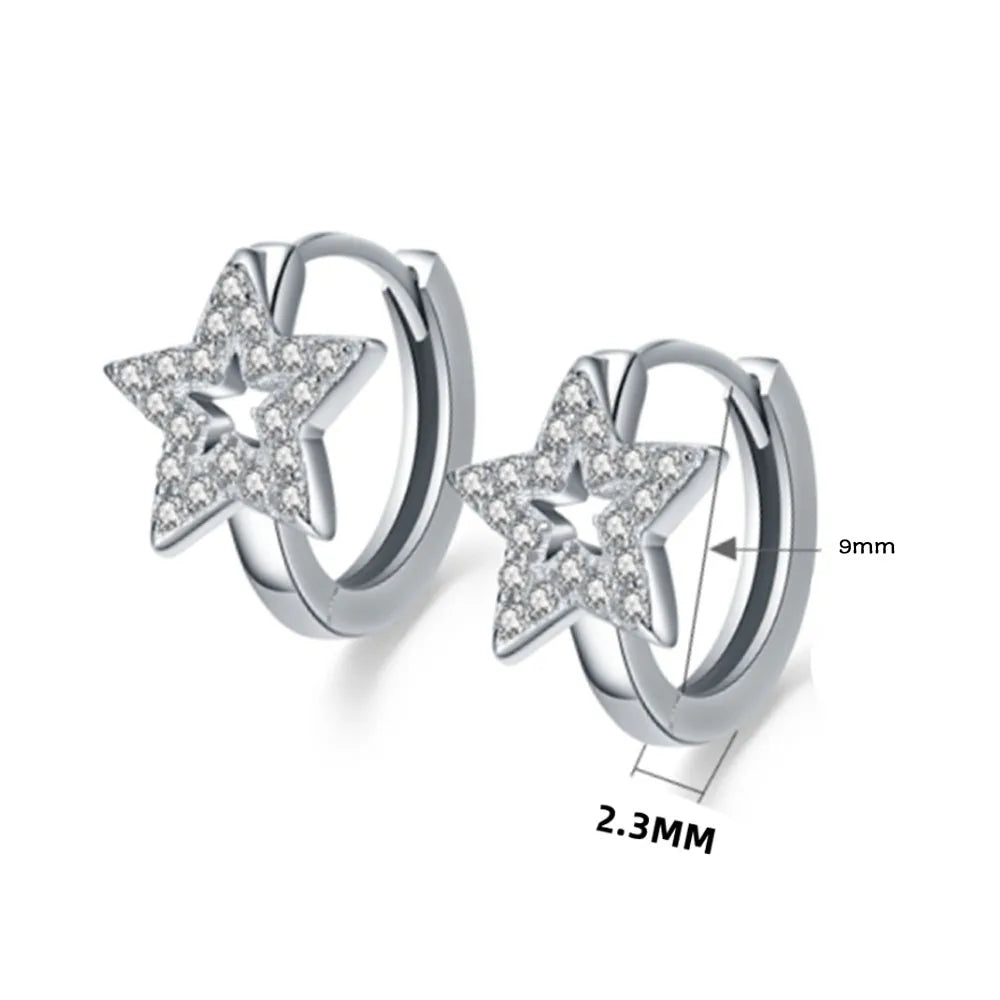 Ladies Fashion Chic Alloy Five Point Star Charm Huggie Hoop Earring Jewelry Daily Working Time Earrings