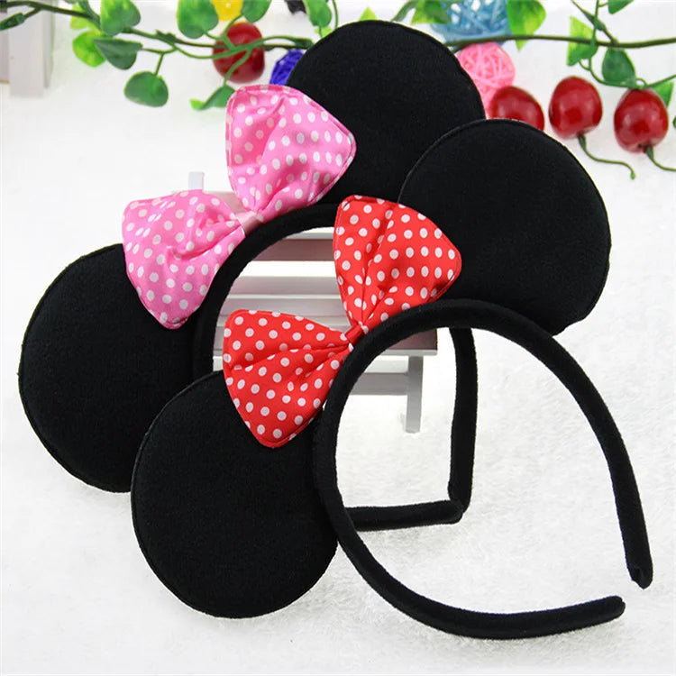Cute Minnie Ears Hair Accessories Big Bows Hair Hoop Headband for Girls for Holiday Parties