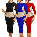 D531 Trendy Autumn&Winter Dresses Women Casual Elegant Color Block Hip Warp Ladies Office Dress Women Formal Work Career Dresses