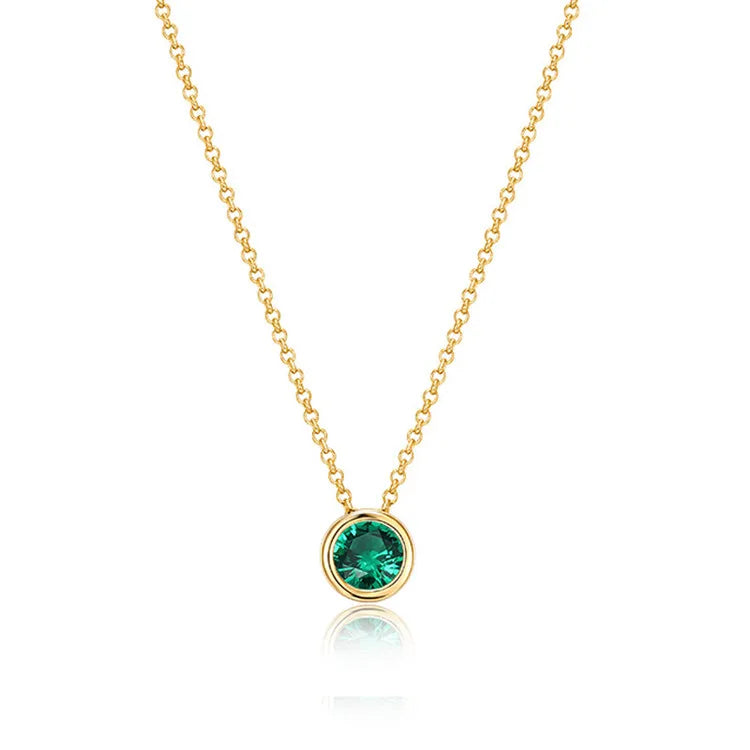 SP Korean Fashion Birthstone Necklace Jewelry 925 Sterling Silver Colorful Diamond Choker Necklace