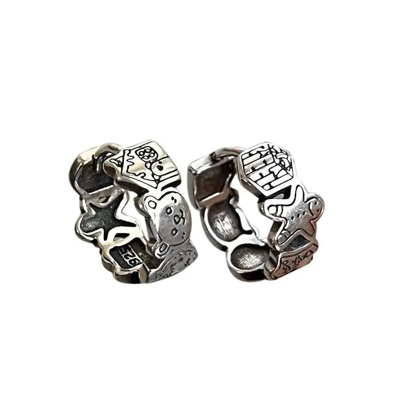 Factory Wholesale 925  Silver Cut Beer Earrings Hoops Personalized Minimalist Style for Women