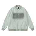 LAYENNE High-end Breathable Cotton Embossing Craft 3D Effect Vintage Denim Women's Varsity Jacket Stand Collar Zipper Closure
