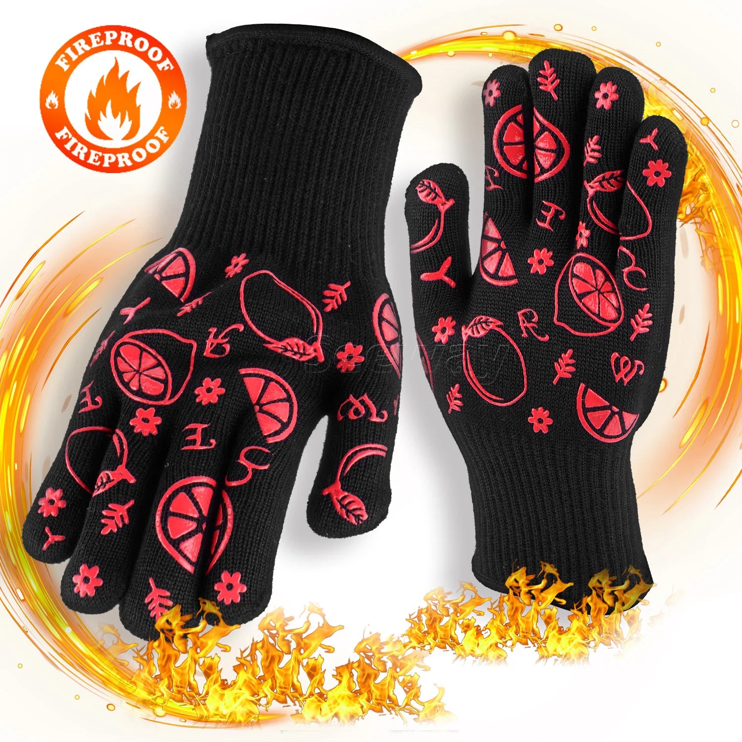 Seeway Antiquemadura Heat-Resistant Aramid Kitchen Gloves Barbecue Grilling Gloves for Cooking and Barbacoa
