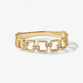 LOZRUNVE Sterling Silver 925 Dainty Gold Square Link Chain Crystal Ring for Women Girl