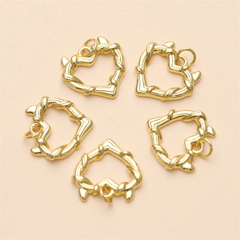 18K Gold Plated Alloy Romantic Heart Charms for DIY Jewelry-Unisex Gift