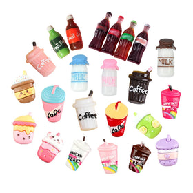 Wholesale Price Drinks Theme Coffee Milk Tea Cup Bottle Flat Back Resin Cabochon Hair Bows Ornament