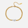 2024 Dazan New INS 18k Gold Plated Tarnish Free French Lucky Grass Tear Zircon Design Clavicle Anklet Necklace Bracelet Set