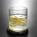Blown Glass Cups Clear Ribbed Single Wall 300ml Modern Design Ripple Pattern Customizable Logo Fast Sample Service for Home