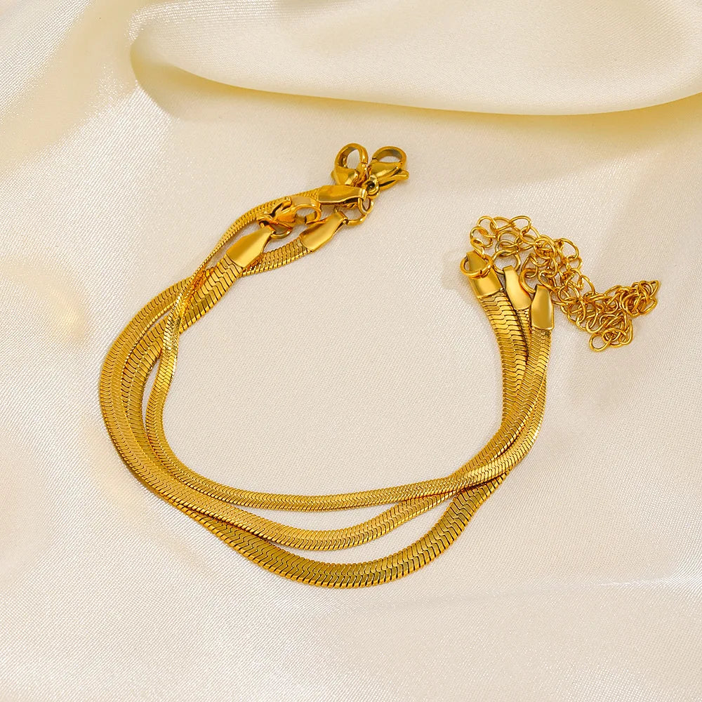 Stainless Steel Chain Bracelet Flat Snake Bone Bracelets with Extension Chain Different Sizes Snake Bracelet Unisex