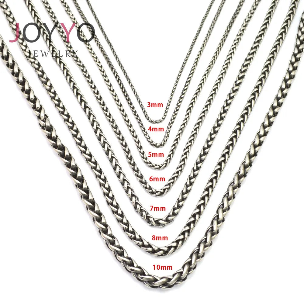 Black Silver Keel Round Chain 24 Inches Stainless Steel Waterproof Men's Chain Necklace