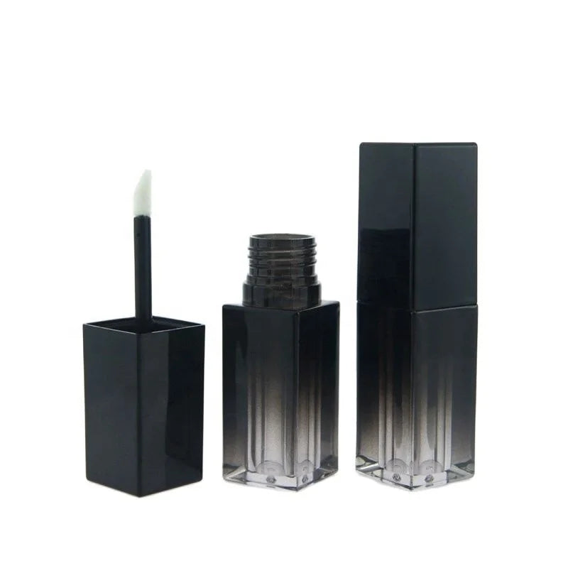 Empty Lip Gloss Tubes Square Gradient Black Plastic Lip Gloss Bottle Liquid Lipstick Cosmetic 5ml Lipgloss Containers Packaging