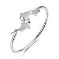 Pulsera De Mujer Fashion Opening Adjustable Zircon Ladies Bracelet Antique Copper Temperament Fish Bracelet